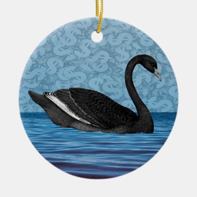 Svart svan-händelse julgransprydnad keramik (Framsidan)