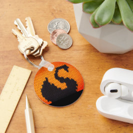 Svart Svan-profil i BrightStor Crochet Print Nyckelring