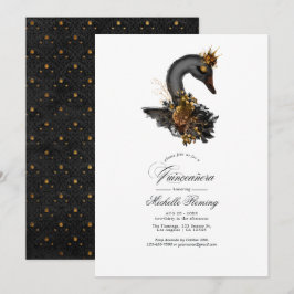 Svart Svan Quinceañera Inbjudningar