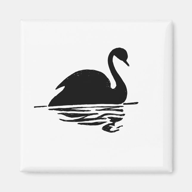 Svart svan siluett magnet (Framsidan)