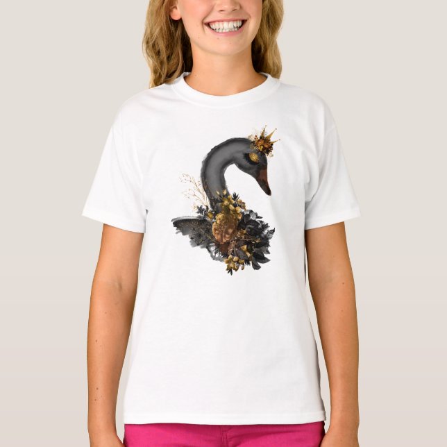 Svart Svan T Shirt (Framsida)