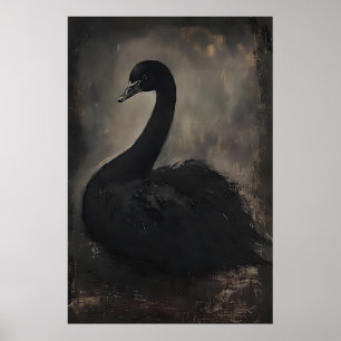 Svart svan-utskrift med dyster stämning, svanportr poster