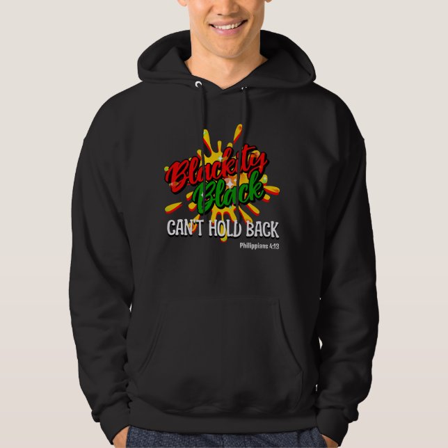 SVART SVART BLACK KAN INTE HÅLLA TILLBAKA ÅTONDE G HOODIE (Framsida)