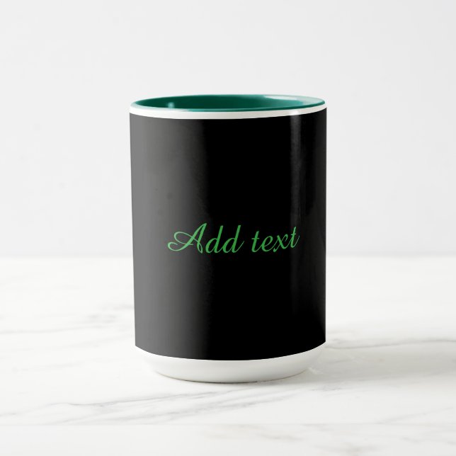 Svart-svart, enkelt elegant, grön trim, mugg (Center)