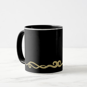 Svart-svart, enkelt elegant guldflärd mugg