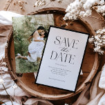 Svart, svart foto med enkel Elegant Spara Datumet<br><div class="desc">Svart svartvit skript med enkel Elegant Spara datum har ett fet helfärgat gräns,  omgivande modern text som innehåller kalligrafiskript.</div>