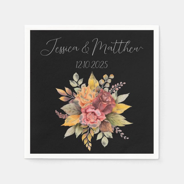 Svart, svart, höstfärg, Bröllop Pappersservett (Framsidan)