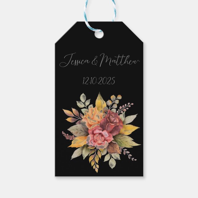 Svart, svart, höstfärg, Bröllop Presentetikett (Framsidan)