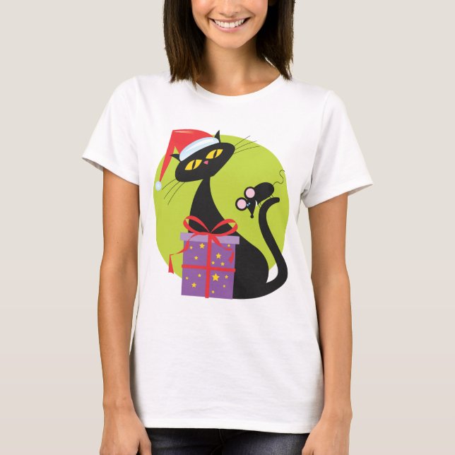 Svart svart julklapp 1950-årsjubileum tee shirt (Framsida)