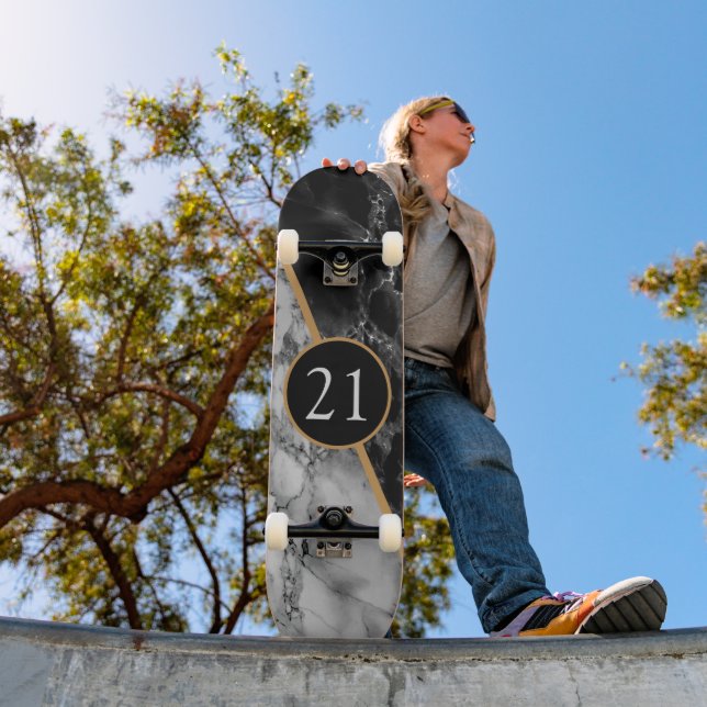 Svart, svart kontrollmarmor för skateboard-skatebo mini skateboard bräda 18,5 cm (Utomhus 1)