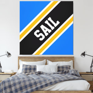 Svart, svart, ljusblå Gult, Tävla Rand Canvastryck