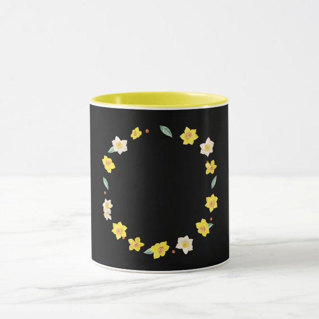 Svart-svart med gula blommor, mugg (Center)