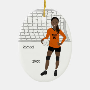 Svart svart Orange i volleyball Female Julgransprydnad Keramik