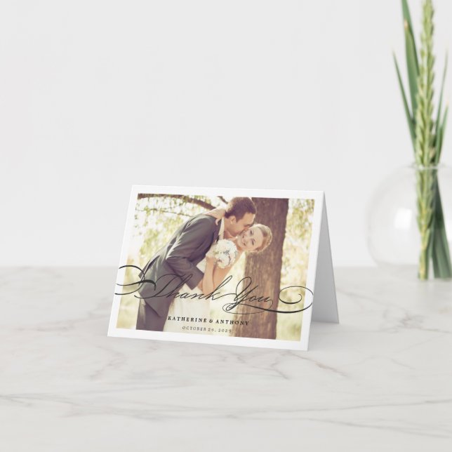 Svart, svart, Snyggt, Bröllop Tack Kort (Framsida)