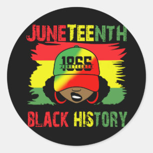 Svart svart-tonde historia Afro Girl Runt Klistermärke