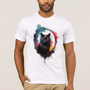 Svart, svart, vattentätt, fet och konstnärlig t shirt