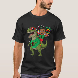 Svart svarta Kung-Riding T Rex Dino Flagga Shirt