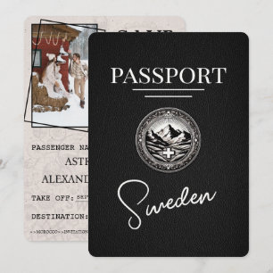 Svart Sverige Passport Spara datum Datumet