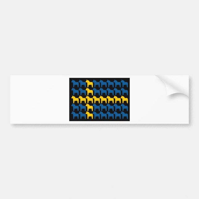 Svart sverigeDala flagga Bildekal (Framsidan)