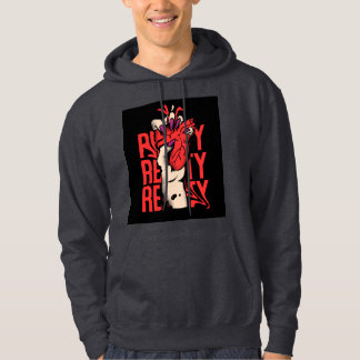 Svart svett med hjärta och handdesign hoodie