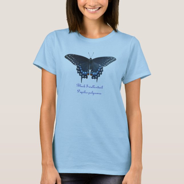 Svart Swallowtail Papilio polyxenesT-tröja T-shirt (Framsida)
