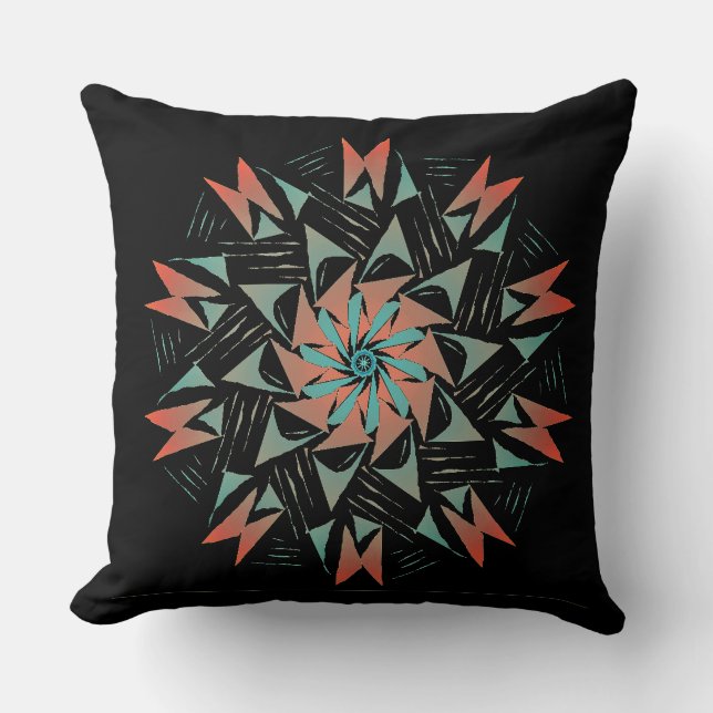 Svart sydvästra Western grafik Kudde (Framsida)