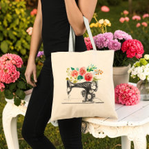 Svart symaskin quiltning skräddare blommig