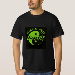SVART T MED NEON GRÖNT BREDD MARTIAL SHIRT
