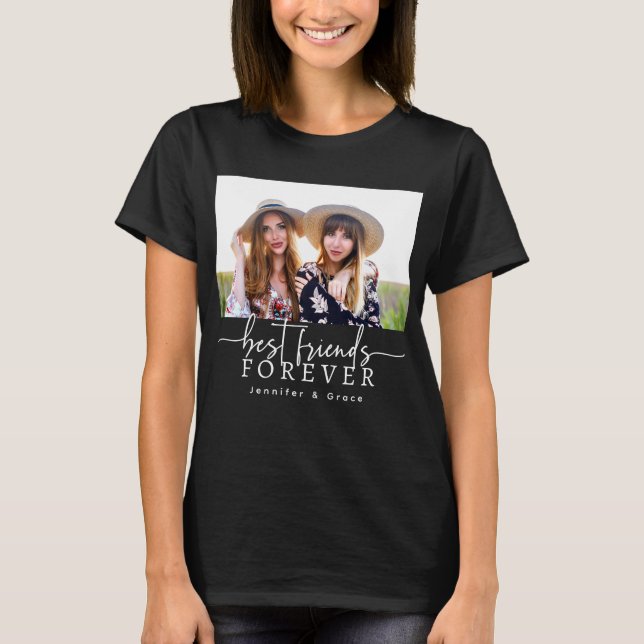 Svart T-shirt för bästa vänner för evigt (Framsida)