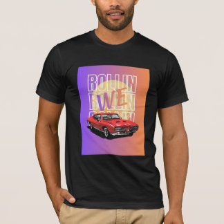 Svart T-Shirt Halva Ärmar Dodge Charger design