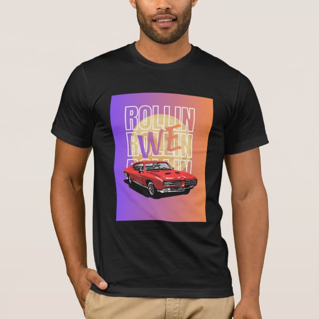 Svart T-Shirt Halva Ärmar Dodge Charger design (Framsida)