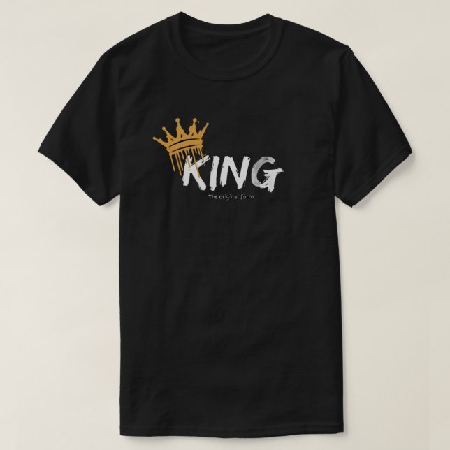 Svart T-Shirt Halva Ärmar Kung Logotyp Design (Design framsida)