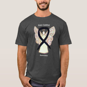 Svart T-shirt med ängel för medvetenhet om vapenko