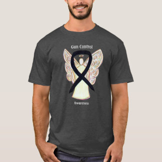 Svart T-shirt med ängel för medvetenhet om vapenko