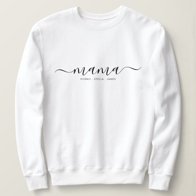 Svart T-Shirt med barnens namn och Mama (Design framsida)