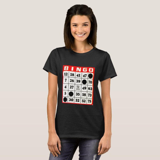Svart T-shirt med Bingo Card (Hel framsida)