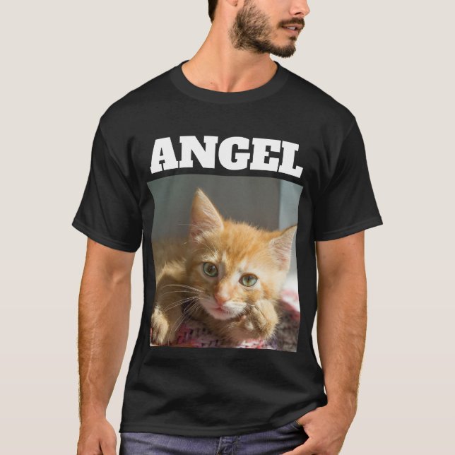 SVART T-SHIRT MED EGENKONSTRUERAD KATTBILD (Framsida)