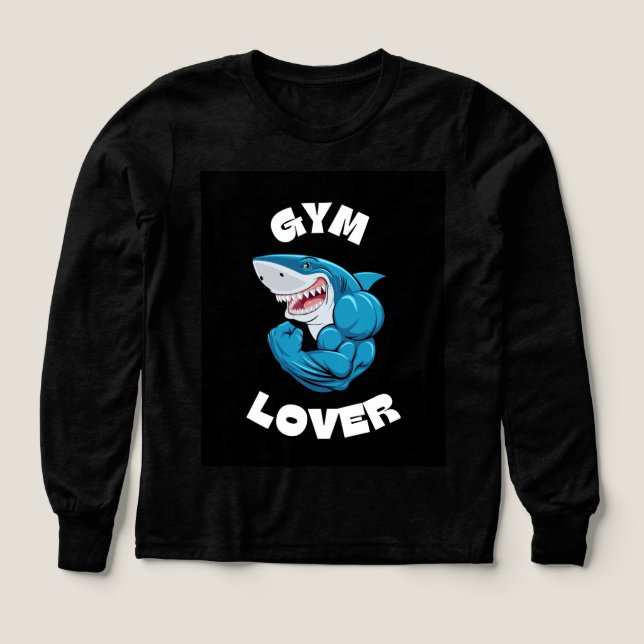 Svart t-shirt med hajtryck i full längd (Design framsida)