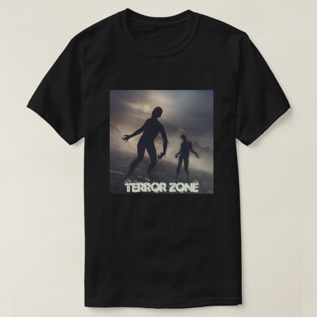 Svart T-shirt med illustration av zombies (Design framsida)
