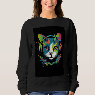 Svart t-shirt med kattdesign 