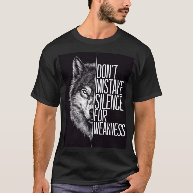 Svart T-shirt med vargdesign  (Framsida)