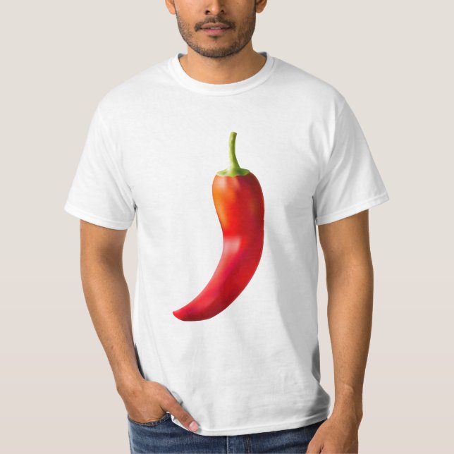Svart t-skjorta av röd hett chilipeppar t shirt (Framsida)