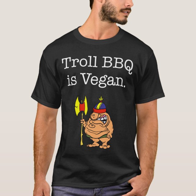 Svart T skjorta för trollBBQ Tee (Framsida)