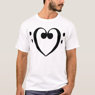 Svart) T-tröja för basklavhjärta ( T-shirt
