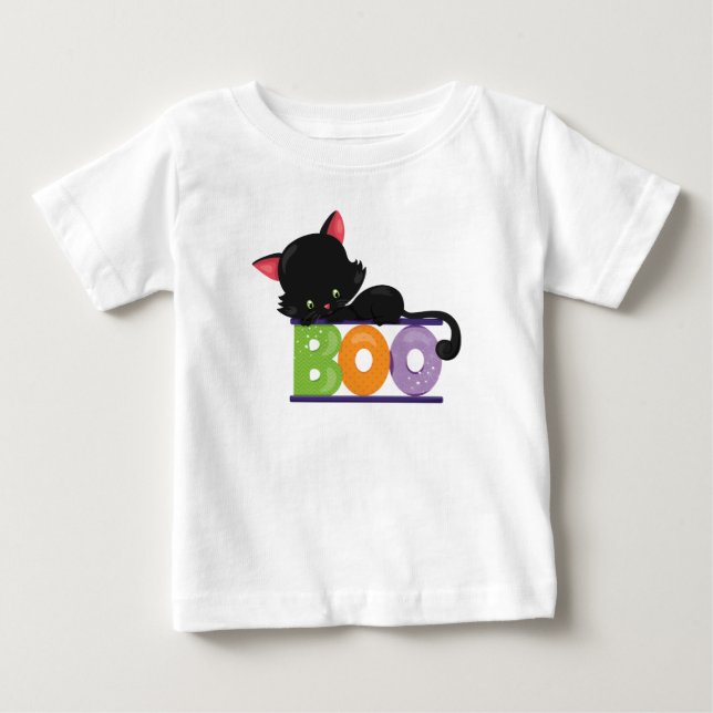 Svart T-tröja för kattbubaby T-shirt (Framsida)