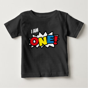 Svart T-tröja för Superhero, 1st födelsedagdrä T Shirt