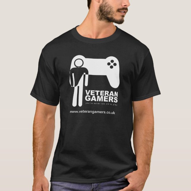 Svart T-tröja för veteranGamers T-shirt (Framsida)