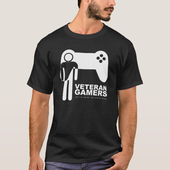 Svart T-tröja för veteranGamers T Shirt (Framsida)