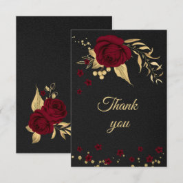 svart tack för burgundisk blommigt i guld kort