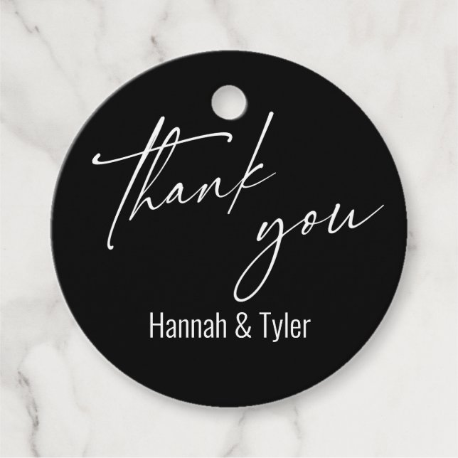 Svart Tack för enkel Contemporary Gåvor Etiketter (Framsida)